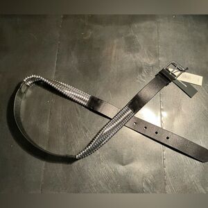 ‼️NWT Banana Republic Black Leather with Silver Chain Detail Belt